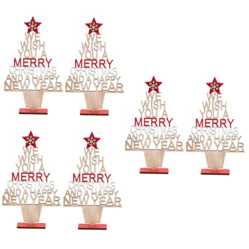 Cabilock 6 Piezas arbol Navidad Madera decoración navideña Natal decoração Adorno Navidad 3D Mini decoración Decoracion arboles árbol Fiesta Navidad Escritorio Modelo