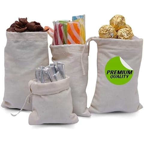 ecogreentextiles 4x6 in 25 pcs Organic Cotton Muslin Bags with Drawstring – 100% Natural Cotton Bags, Washable, Biodegradable, Food Safe - Ideal for Shopping, Storage, Spices, Crafts Cover