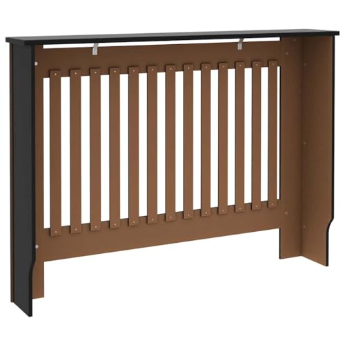 vidaXL Heizk&ouml;rperverkleidung mit vertikalen Latten Heizk&ouml;rperabdeckung Heizungsverkleidung Heizung Heizk&ouml;rper Abdeckung Schwarz 112x19x81,5cm MDF