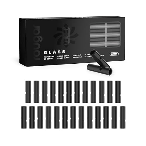 8mm Glass Tips Black 25 Pack | Reusable Borosilicate Glass Filters for Rolling Machines | Durable, Easy-to-Clean