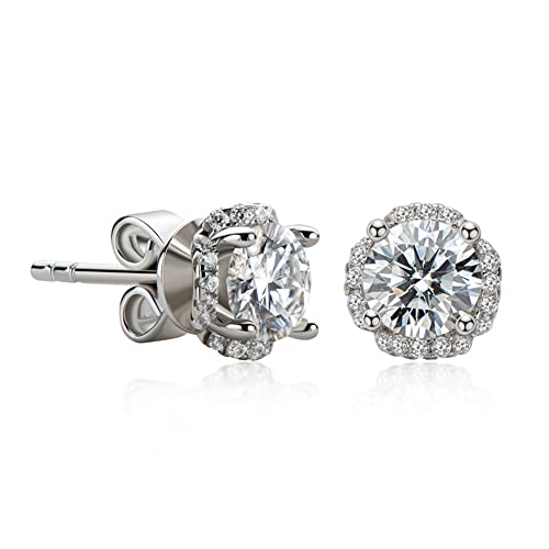 Boucles d'oreilles moissanite clous ronds en argent parfaits pour le style quotidien de bureau