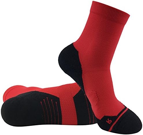 HUSO Mens Athletic Socks, Custom Elite Athletic Seamless Tennis Running Socks for Men Women, Red 1-Pack