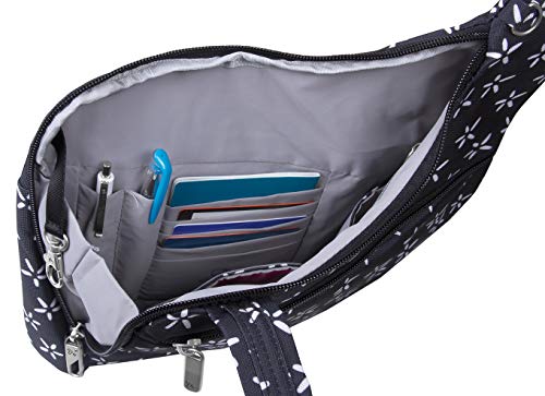 Travelon Anti-Theft Cross-Body Bag, Two Pocket (A B/W SMALL FLOWER PRINT)2