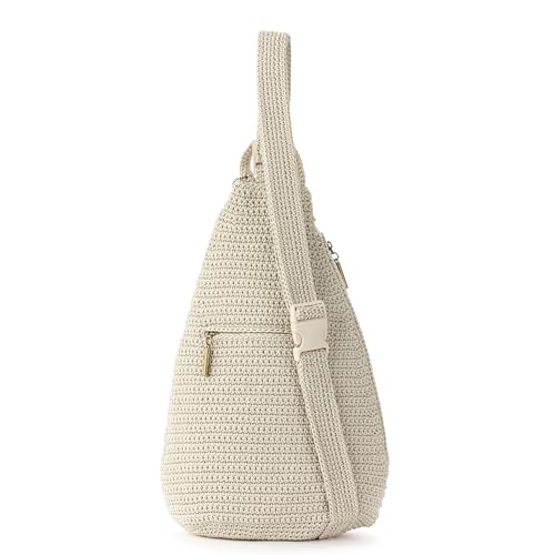 The Sak Geo Sling Backpack in Crochet, Single Backpack Strap, Ecru - Thumbnail 4