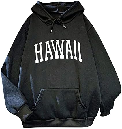 Willisos Hoodies for Women Pullover Teen Girls Casual Long Sleeve Funny Graphic Hooded Sweatshirts Pullover Tops Sweater Black