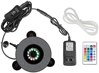Heneng Aquarium Air Stone RGB LED Light 16 Color Bubble Diffuser Disk 4