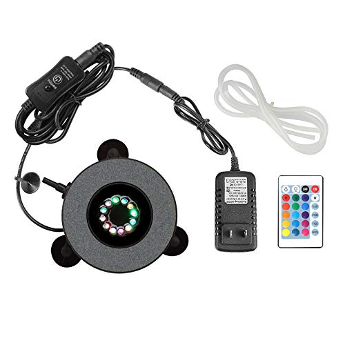 Heneng Aquarium Air Stone RGB LED Light 16 Color Bubble Diffuser Disk 4