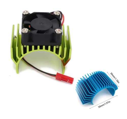 Rc Motor Heatsink 540, Aluminum Motor Heat Sink With 6V Cooling Fan Fit 540 550 3650 Size Brushless Motor For 1/8 1/10 Rc Car Truck Buggy Crawler(Green） #TOP2