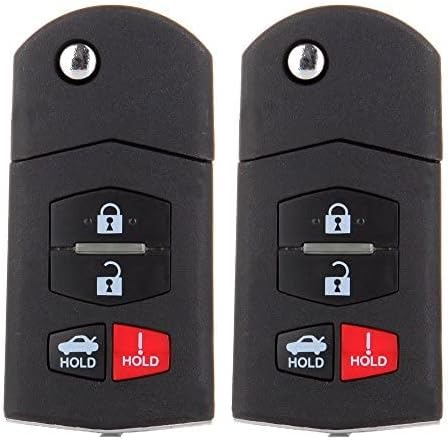 ECCPP Replacement fit for 4 Buttons Uncut 315 MHz Keyless Entry Remote Flip Car Key Fob 05-13 Mazda 3 5 6 CX-7 MX-5 Miata 4238A-41525 (2x)