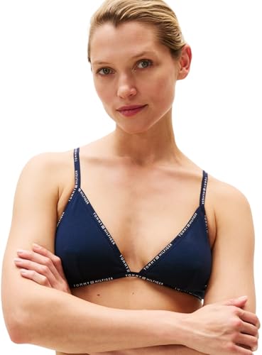 Tommy Hilfiger Women’s Triangle Bralette with Logo, Blue (Dark Night Navy), L