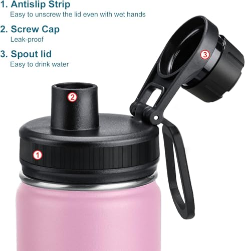 Image of koodee Insulated Water Bottle, 32 oz Stainless Steel Double Wall Vacuum Wide Mouth Sport Bottle with Leakproof Spout Lid (Pink)