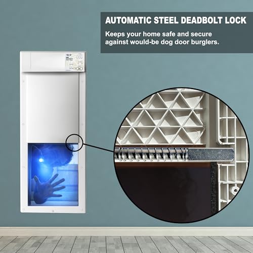 New, Improved Power PET Automatic WiFi Dog Door by High Tech Pet, Operated by Ultrasonic Pet Collar, App Controlled, Air Tight with Secure Auto Dead Bolt Lock and 24-7 Entry & Exit Timers - Large - Image 5