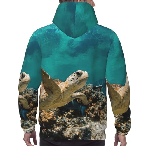 Sweat à capuche chaud imprimé tortue de mer fini les pulls d'hiver ternes