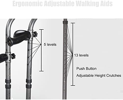 Underarm Crutches, F-Shape Lightweight Adjustable Ergonomic Shock Absorber Walking Crutches, Non Skid Aluminum Crutches, Heavy Duty for Standard and Tall Adults