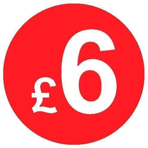 Price Stickers - 20mm Pack of 200 Round Red Labels from 99p to ยฃ10 (ยฃ6) Coloured Stick On Price Labels Stickers Removable Self Adhesive Pricing Sticker Paper Easy Peel Sticky Label Paper for Retail