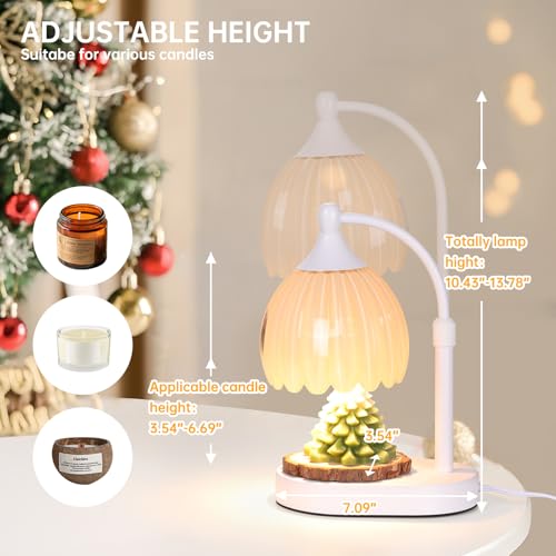 Image of Creamy Yellow Tulip Wax Melt Warmer with Timer, Dimmable & Height Adjustable, Ideal for Jar Candles, Perfect Home Decor for Bedroom, Living Room, Office, Great Gifts for Women (2 Bulbs Included)