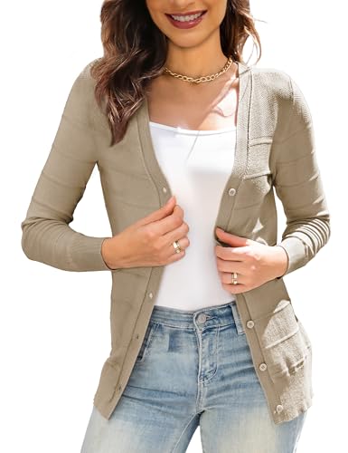 Othyroce Women's Cardigans V Neck Button Down Long Sleeve Knit Open Front Sweater