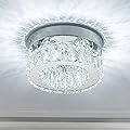 Mini Modern Crystal Chandeliers Flush Mount Ceiling Light Fixture LED Mini Chandeliers with Crystals Hallway Light Bedroom Chandelier for Bathroom Kitchen Office