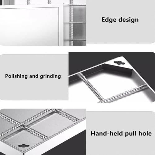 YUGXTH Manhole Cover Invisible, Sewage Basin Lid, Recessed Square Septic Tank Lid with Base and Hook, Stainless Steel Manhole Cover, Heavy Duty Metal Inspection Lid for Patios Garden(90cm/35.4in) - Image 7