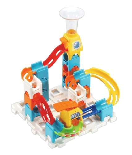 VTech Marble Rush Starter Set Murmelbahn, Bauspielzeug für Kinder mit 3 Murmeln und 30 Bausteinen, Schienenset, farbcodiert, für Kinder, Mädchen, Jungen ab 4 Jahren, englische Version