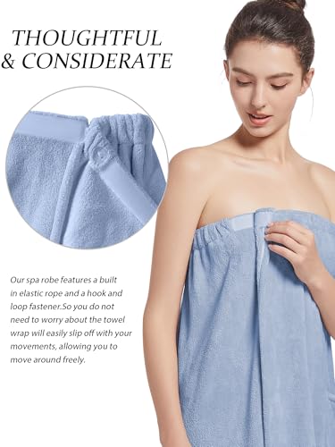 Image of Women'S Soft Wrap Towel Full Length,Bath Robe After Shower Female Plush Long,Spa Bathrobes Lightweight With Pockets