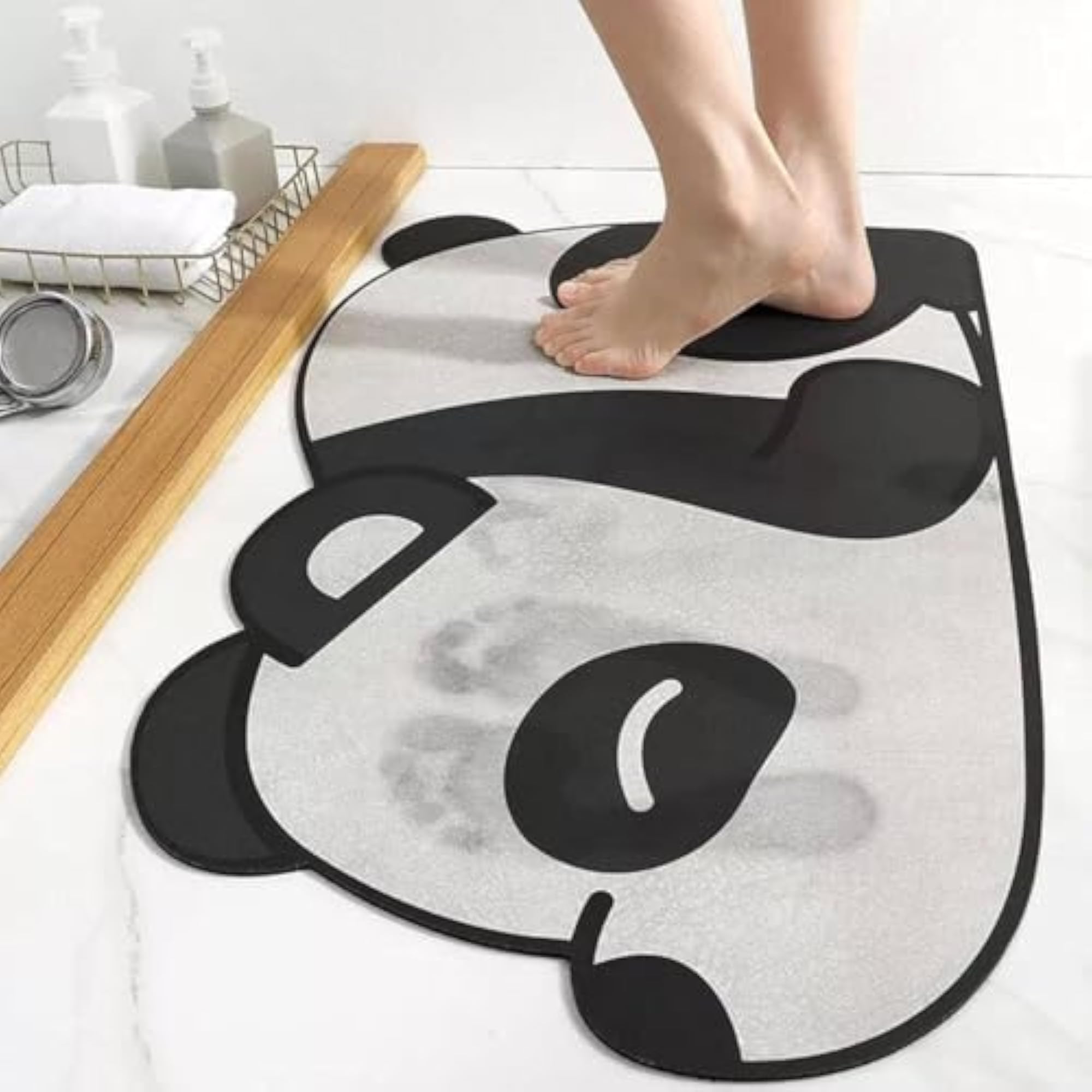 Unique Panda Design Bath Mat, Super Absorbent