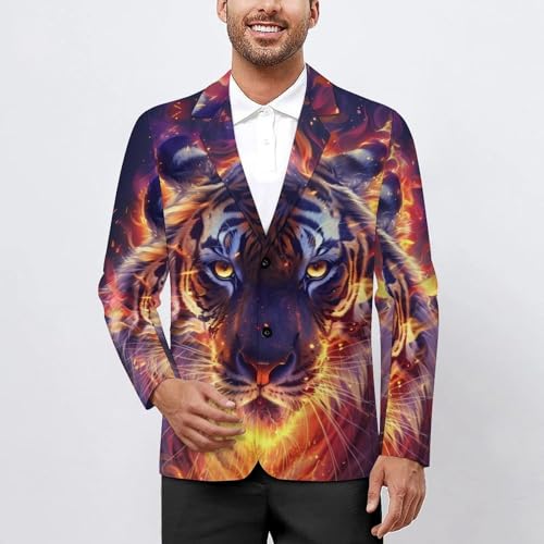 Fire Tiger Men's Suits Dress Business Formal Suit Print Jackets Coat For Wedding Party2
