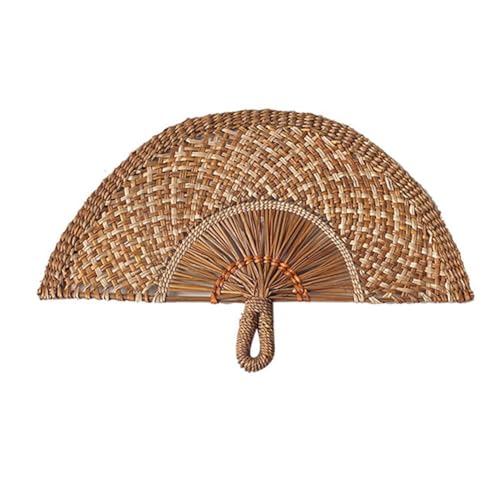EUBUY Natural Bamboo Fans, Handwoven Wall Hanging Decoration, Traditional, Ornate, Decorative-Folding-Fans, Unframed, Seagrass, Wall Mount, 19.7"L x 11"W, Living Room, Bedroom, Dining Room