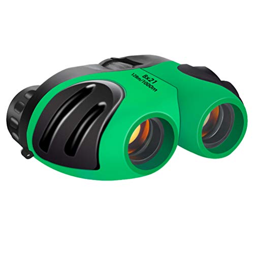 Aoneky Verrekijker voor Kinderen - 8x21 Mini Rubberen Verrekijker - Kerstspeelgoed voor Jongens en Meisjes, Geschenken voor Vogels Kijken, Waterdicht, Schokbestendig, Groen