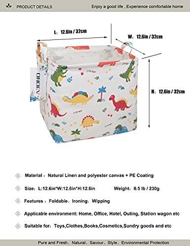 Onoev Square Folding Laundry Basket, Waterproof Canvas Basket,Gift Basket,Suitable For Children's Room,Office,Clothes,Toys Storage（Dinosaur Paradise） #TOP1