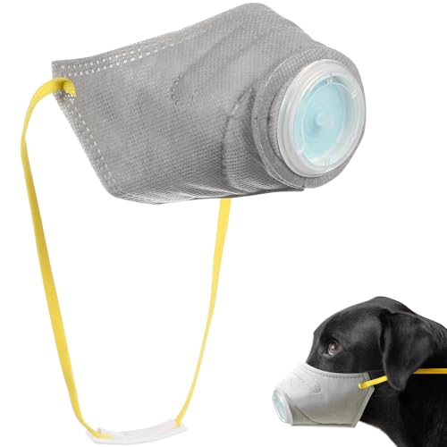 STOBOK Adjustable Gas Mask Muzzle - Reusable Puppy Mouth Protection - Breathable Filter for Air Pollutants - Small to Large Dogs (M, Dark Grey)