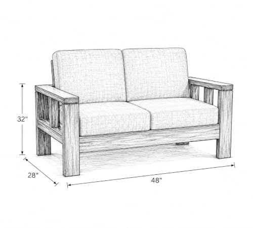 Image of Sheesham Wooden 2 Seater Sofa for Living Room | Rosewood 2 Seater Cushion Sofa for Home & Office | Solid Wood Sofa Set for Lounge (Walnut, 2 Seater)