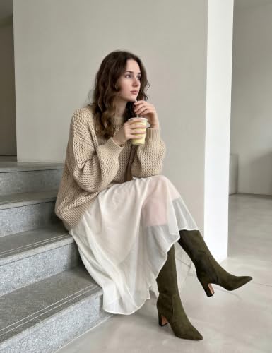 Image of VIUGJNEX Knee High Boots Pointed Toe Chunky Heel Tall Boots for Women | Comfortable 3.15-Inch Block Heel, Dressy Boots for Fall & Winter, Side Zipper for Easy Wear, Versatile Fashion Style