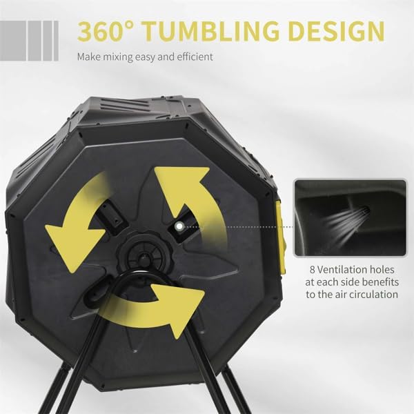 Yellow Tumbling Outdoor Compound Fertilizer Drum 162L