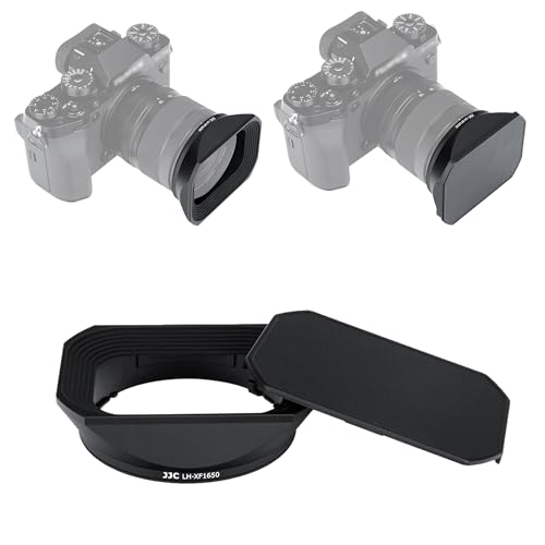 Image of JJC Metal Square Lens Hood for Fujifilm XF 16-50mm f /2.8-4.8 R LM WR Lens | Lens Shade for Fuji X-T5 X-T50 Camera with 16-50mm Kit Lens, for Fujinon XF 33mm F1.4 R LM WR Lens, with Protective Hood Cap