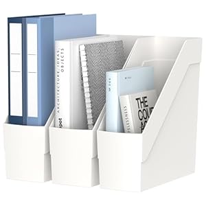 3 Pack Magazine Rack, Plastic File Folder Bin Desk Organizer, White