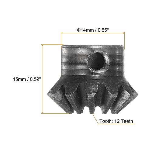 Image of HARFINGTON 2pcs Bevel Gear 1M 12 Teeth 8mm Shaft Hole 1:1 Tapered Bevel Pinion Gear 45# Steel 1.5 Module 90 Degree Steering Gear, for Hardware Mechanical Rotation