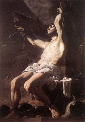 Peinture à l'huile de Mattia Preti : reproduction Saint Sébastien 1660 en grand format 30x36