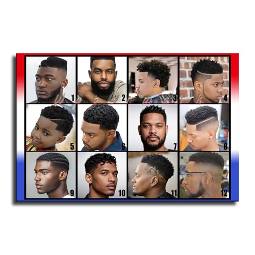 2026 Men's Hairstyle Chart Canvas Poster, Barbershop Wall Decor: Haircut