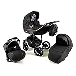 Kinderwagen Set 3in1 2in1 Isofix Ottis Black 2020 by Lux4Kids Fire Obi-01 4in1 Autositz +Isofix