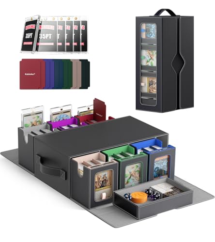 Image of Kabinka MTG Commander Deck Box, 6-Deck Modular Card Case with Dice Tray - Holds 600+ Double-Sleeved Cards, 35PT Magnetic Holders & 100 PCS Card Sleeves for TCG /EDH (Multicolor)