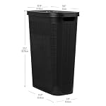 Mind Reader Slim Laundry Hamper with Lid, 40L Clothes Basket, Linen Design, Plastic, Black - Image 3