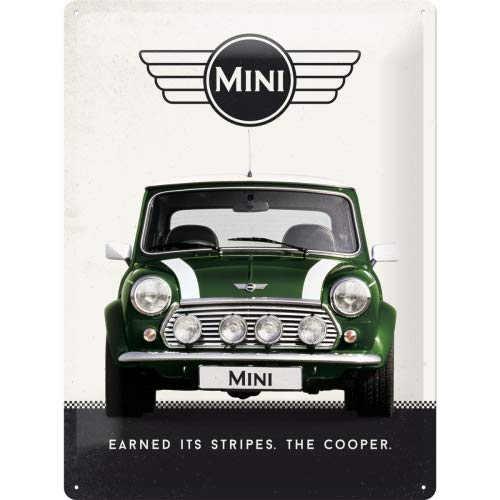 Nostalgic-Art Mini Cooper Green Placa Decorativa, Metal, Multicolor, 30 x 40 cm