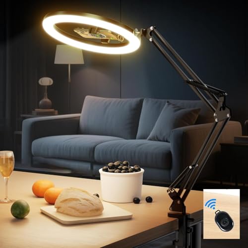 Image of SHOPEE 10'' Ring Light with Overhead Phone Mount, LED Selfie Light with Stand and Phone Holder for iPhone and Laptop, Desk Light for Video Recording, Zoom Meeting, Live Streaming, Tiktok, YouTube