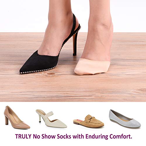 Image of Flammi 6 Pairs Ball of Foot Cushion Socks,Women's Toe Cover with Padding Toe Topper Liner Socks Non-Skid Bottom
