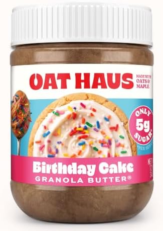 KWEEN Oat Haus Birthday Cake Granola Butter | Peanut-free, Almond (Tree-Nut) Free, & School-Safe (Top 8 Allergen Free) | Edible Cookie Dough Alternative