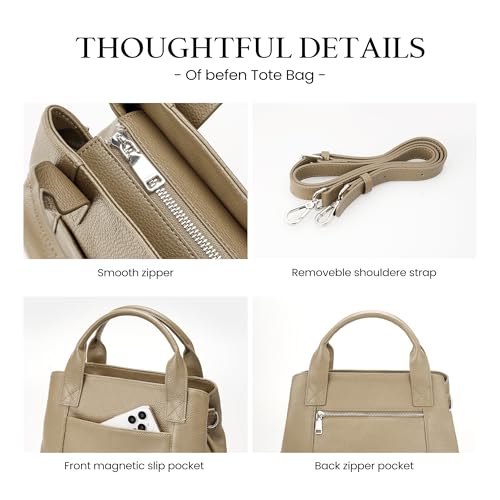 Image of befen Genuine Leather Handbag for Women Small Soft Satchel Tote Bags Crossbody Shoulder Purses with Zipper