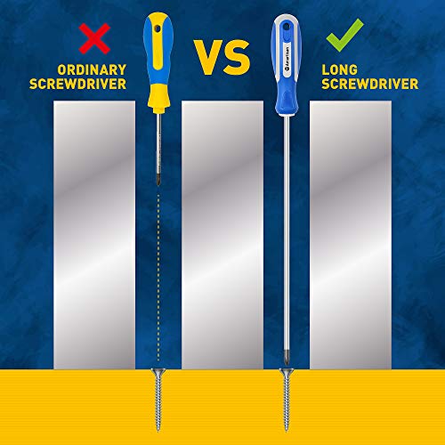 Amartisan 2-Piece 12'' Long Screwdriver Set, Long Blade Screwdriver Set 12-Inch Magnetic Screwdriver, Phillips & Slotted Bits .（New） #TOP4