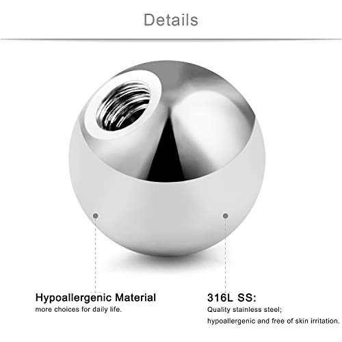 SCERRING 14G Ball for Piercing Replacement Balls Externally Threaded Nipple Industrial Tongue Belly Piercing Rings Body Jewelry Piercing Barbell Parts 5mm 28PCS2