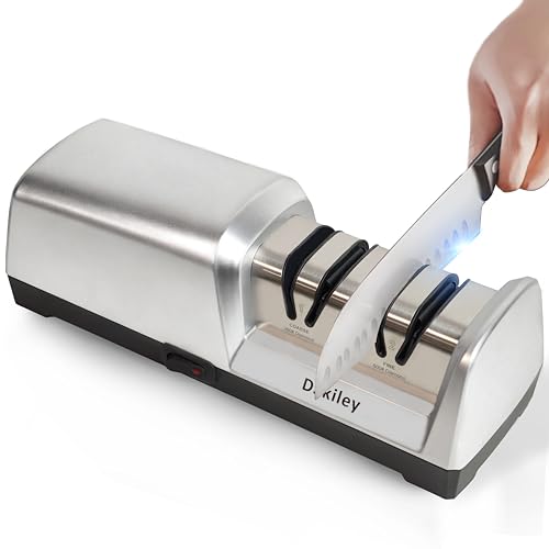 Electric Knife Sharpener for Kitchen – Professional 2-Stage 100% Diamond System with 20°...